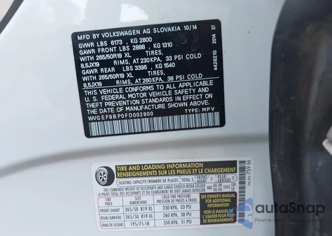 2015 Volkswagen Touareg V6 Lux from USA, damaged, VIN WVGEF9BP0FD002900